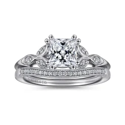 Clearance Gabriel & Co. Celia - 14K White Gold Princess Cut Diamond Engagement Ring