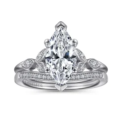 Clearance Gabriel & Co. Celia - 14K White Gold 6 Prong Marquise Shape Diamond Engagement Ring