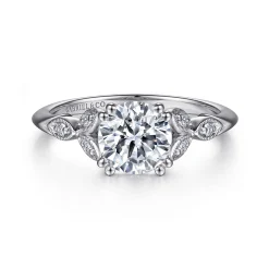 Outlet Gabriel & Co. Celia - 14K White Gold Round Diamond Engagement Ring
