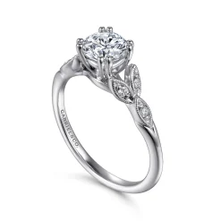 New Gabriel & Co. Celia - 14K White Gold Round Diamond Engagement Ring
