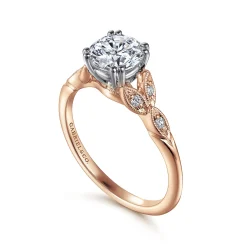 Gabriel & Co. Celia - 14K White-Rose Gold Round Diamond Engagement Ring