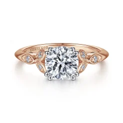 Gabriel & Co. Celia - 14K White-Rose Gold Round Diamond Engagement Ring