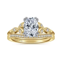 Outlet Gabriel & Co. Celia - 14K White-Yellow Gold Oval Diamond Engagement Ring