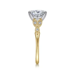 Outlet Gabriel & Co. Celia - 14K White-Yellow Gold Oval Diamond Engagement Ring