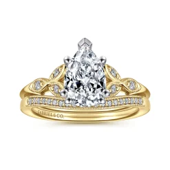 Outlet Gabriel & Co. Celia - 14K White-Yellow Gold Pear Shape Diamond Engagement Ring