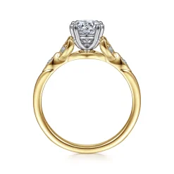Outlet Gabriel & Co. Celia - 14K White-Yellow Gold Round Diamond Engagement Ring