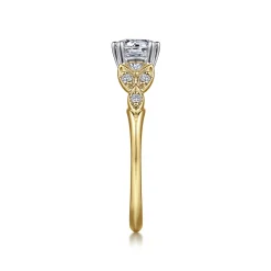 Outlet Gabriel & Co. Celia - 14K White-Yellow Gold Round Diamond Engagement Ring