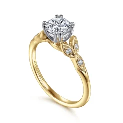 Outlet Gabriel & Co. Celia - 14K White-Yellow Gold Round Diamond Engagement Ring