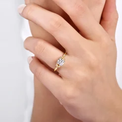 Outlet Gabriel & Co. Celia - 14K White-Yellow Gold Round Diamond Engagement Ring