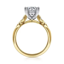 Gabriel & Co. Celia - 14K White-Yellow Gold Round Diamond Engagement Ring
