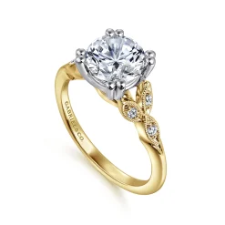 Gabriel & Co. Celia - 14K White-Yellow Gold Round Diamond Engagement Ring