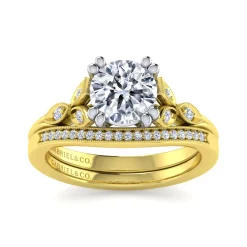 Gabriel & Co. Celia - 14K White-Yellow Gold Round Diamond Engagement Ring