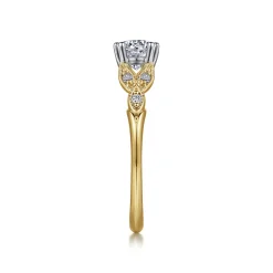 Gabriel & Co. Celia - 14K White-Yellow Gold Round Diamond Engagement Ring