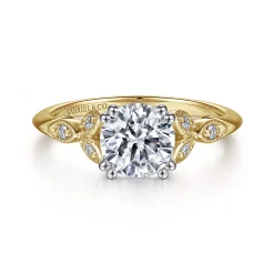 Gabriel & Co. Celia - 14K White-Yellow Gold Round Diamond Engagement Ring