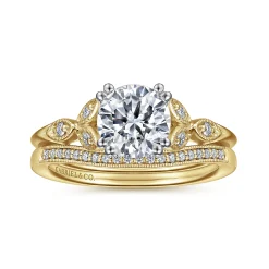 Gabriel & Co. Celia - 14K White-Yellow Gold Round Diamond Engagement Ring