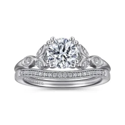 Clearance Gabriel & Co. Celia - Platinum Round Diamond Engagement Ring