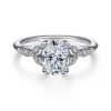Clearance Gabriel & Co. Celia - Platinum Vintage Inspired Oval Split Shank Diamond Engagement Ring