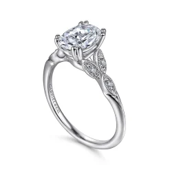 Clearance Gabriel & Co. Celia - Platinum Vintage Inspired Oval Split Shank Diamond Engagement Ring