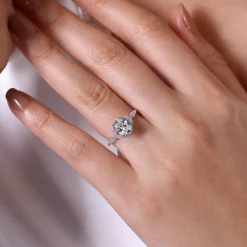 Clearance Gabriel & Co. Celia - Platinum Vintage Inspired Oval Split Shank Diamond Engagement Ring