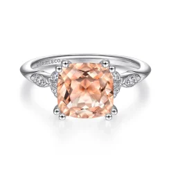 Clearance Gabriel & Co. Celia - Vintage Inspired 14K Rose Gold Cushion Cut Morganite and Diamond Engagement Ring