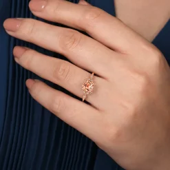 Clearance Gabriel & Co. Celia - Vintage Inspired 14K Rose Gold Cushion Cut Morganite and Diamond Engagement Ring