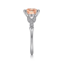 Clearance Gabriel & Co. Celia - Vintage Inspired 14K Rose Gold Cushion Cut Morganite and Diamond Engagement Ring