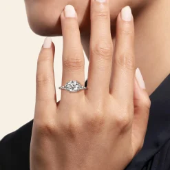 Discount Gabriel & Co. Celia - Vintage Inspired 14K White Gold Round Diamond Engagement Ring
