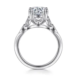 Discount Gabriel & Co. Celia - Vintage Inspired 14K White Gold Round Diamond Engagement Ring