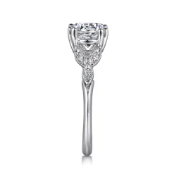 Discount Gabriel & Co. Celia - Vintage Inspired 14K White Gold Round Diamond Engagement Ring