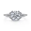 Gabriel & Co. Celia - Vintage Inspired 14K White Gold Round Diamond Engagement Ring