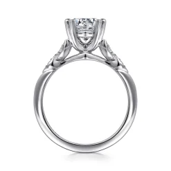 Gabriel & Co. Celia - Vintage Inspired 14K White Gold Round Diamond Engagement Ring