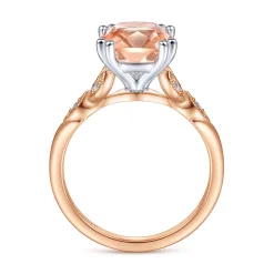Hot Gabriel & Co. Celia - Vintage Inspired 14K White Rose Gold Cushion Cut Morganite and Diamond
