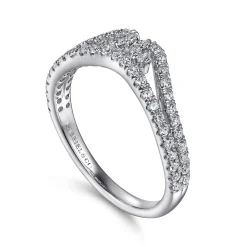 Clearance Gabriel & Co. Cenza - Curved 14K White Gold Twisted Diamond Anniversary Band - 0.45 ct
