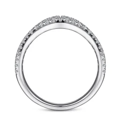 Clearance Gabriel & Co. Cenza - Curved 14K White Gold Twisted Diamond Anniversary Band - 0.45 ct