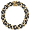 New Gabriel & Co. Ceramic - 14K Yellow Gold and Black Ceramic 10mm Hollow Cuban Link Tennis Bracelet