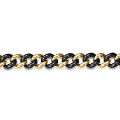 New Gabriel & Co. Ceramic - 14K Yellow Gold and Black Ceramic 10mm Hollow Cuban Link Tennis Bracelet