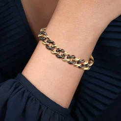New Gabriel & Co. Ceramic - 14K Yellow Gold and Black Ceramic 10mm Hollow Cuban Link Tennis Bracelet