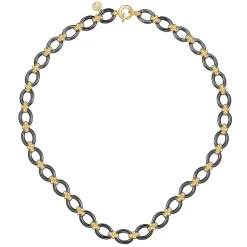 Clearance Gabriel & Co. Ceramic - 14K Yellow Gold Black Ceramic Oval Link Chain Necklace with Bujukan Connectors