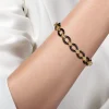 Gabriel & Co. Ceramic - 14K Yellow Gold Bujukan and Black Oval Ceramic Link Chain Tennis Bracelet