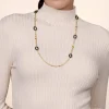 Outlet Gabriel & Co. Ceramic - 14K Yellow Gold Bujukan and Black Oval Ceramic Link Station Necklace