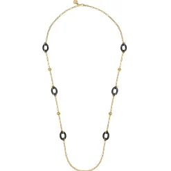 Outlet Gabriel & Co. Ceramic - 14K Yellow Gold Bujukan and Black Oval Ceramic Link Station Necklace
