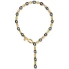 Online Gabriel & Co. Ceramic - 14K Yellow Gold Hollow Tube and Black Oval Ceramic Y Knots Necklace