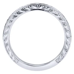 Discount Gabriel & Co. Cesaire - 14K White Gold Princess Cut 5 Stone Channel Set Diamond Wedding Band with Engraving - 0.1 ct