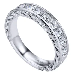 Online Gabriel & Co. Cesaire - 14K White Gold Princess Cut 9 Stone Channel Set Diamond Wedding Band with Engraving - 1.5 ct