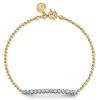 New Gabriel & Co. Chain Bracelet Bar 14K White and Yellow Gold White Sapphire Bujukan