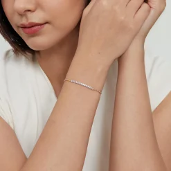 New Gabriel & Co. Chain Bracelet Bar 14K White and Yellow Gold White Sapphire Bujukan
