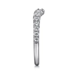 Sale Gabriel & Co. Chambery - Curved 14K White Gold French Pave Diamond Wedding Band - 0.5 ct