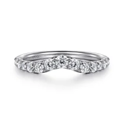 Sale Gabriel & Co. Chambery - Curved 14K White Gold French Pave Diamond Wedding Band - 0.5 ct