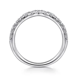Sale Gabriel & Co. Chambery - Curved 14K White Gold French Pave Diamond Wedding Band - 0.5 ct