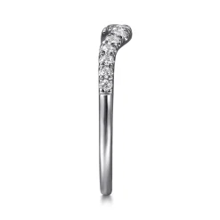 Best Gabriel & Co. Chambery - Curved 14K White Gold French Pave Diamond Wedding Band - 0.25 ct